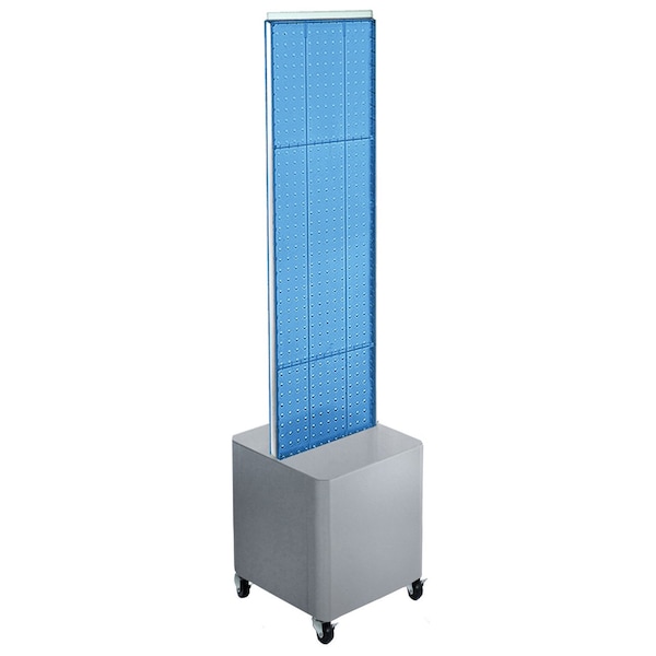 Two-Sided Pegboard Floor Display on Wheeled Studio Base